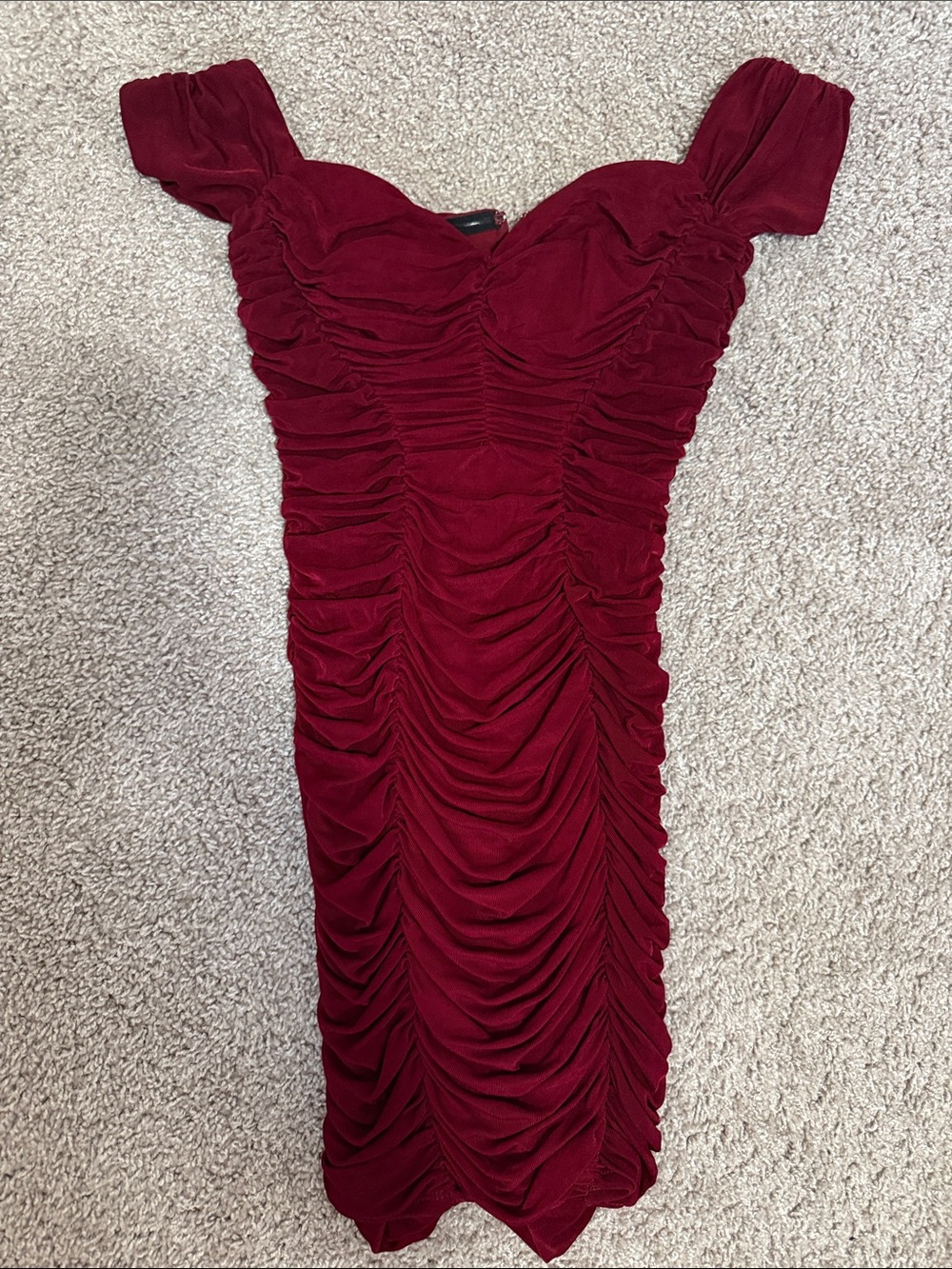 Trixxi Ruched One-Shoulder Bodycon Dress in Wine Red